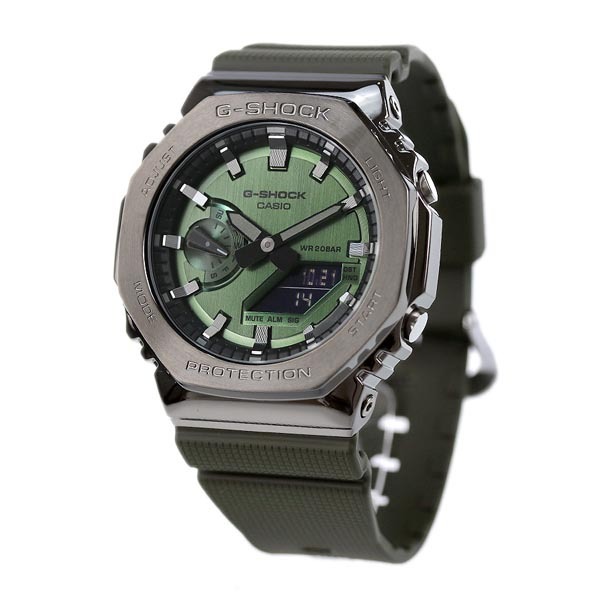 Casio G-Shock GM-2100B-3A CasiOak Metal Case Analog Digital Watch Green Gray ozdigitalwatch.com.au