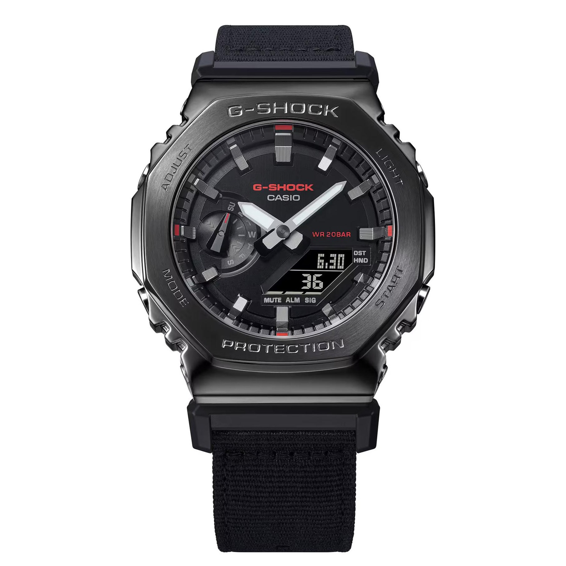 Casio G-Shock GM-2100CB-1A CasiOak Metal Case Watch Black Cloth Band ozdigitalwatch.com.au
