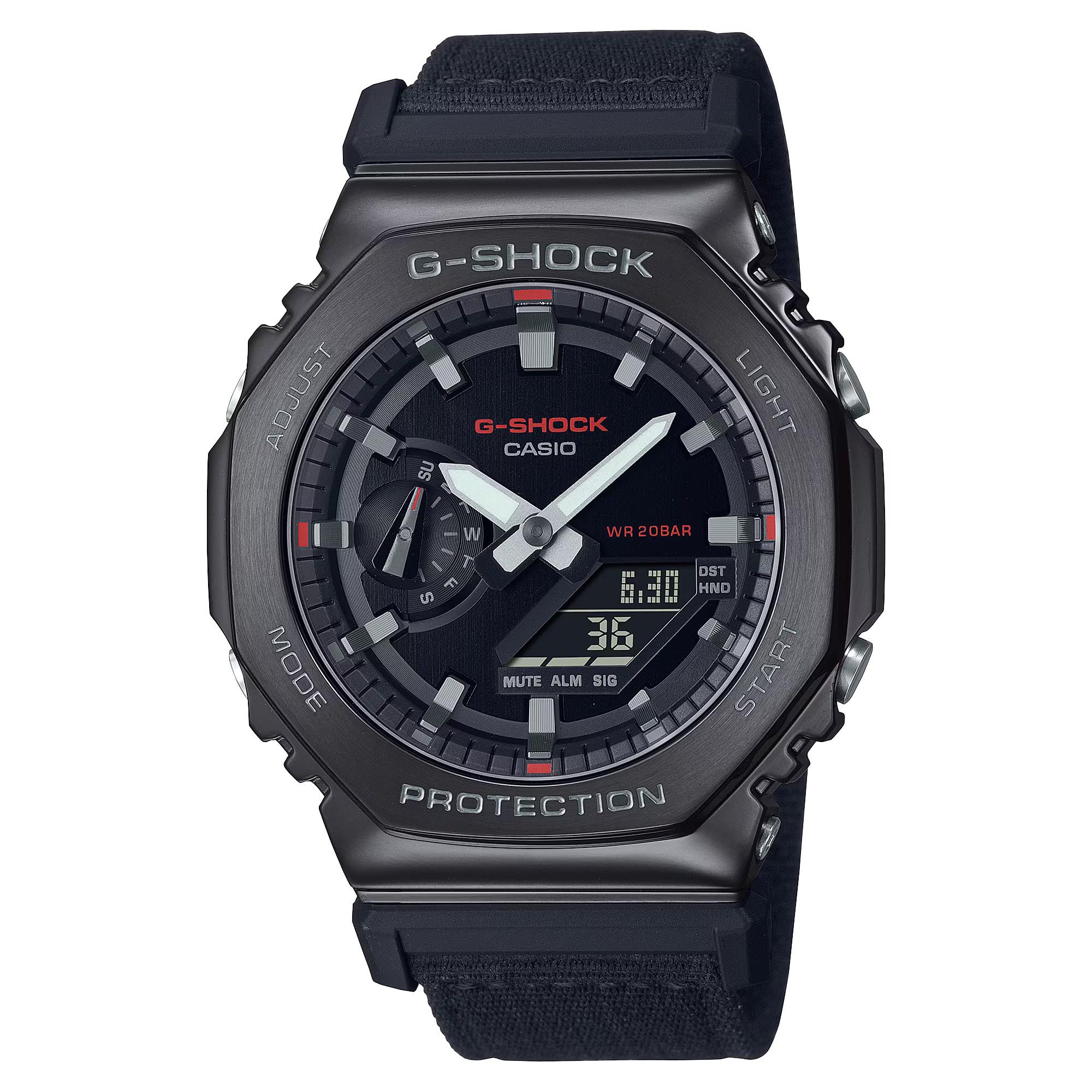 Casio G-Shock GM-2100CB-1A CasiOak Metal Case Analog Digital Men Watch (Black x Cloth Band) GM2100CB-1A