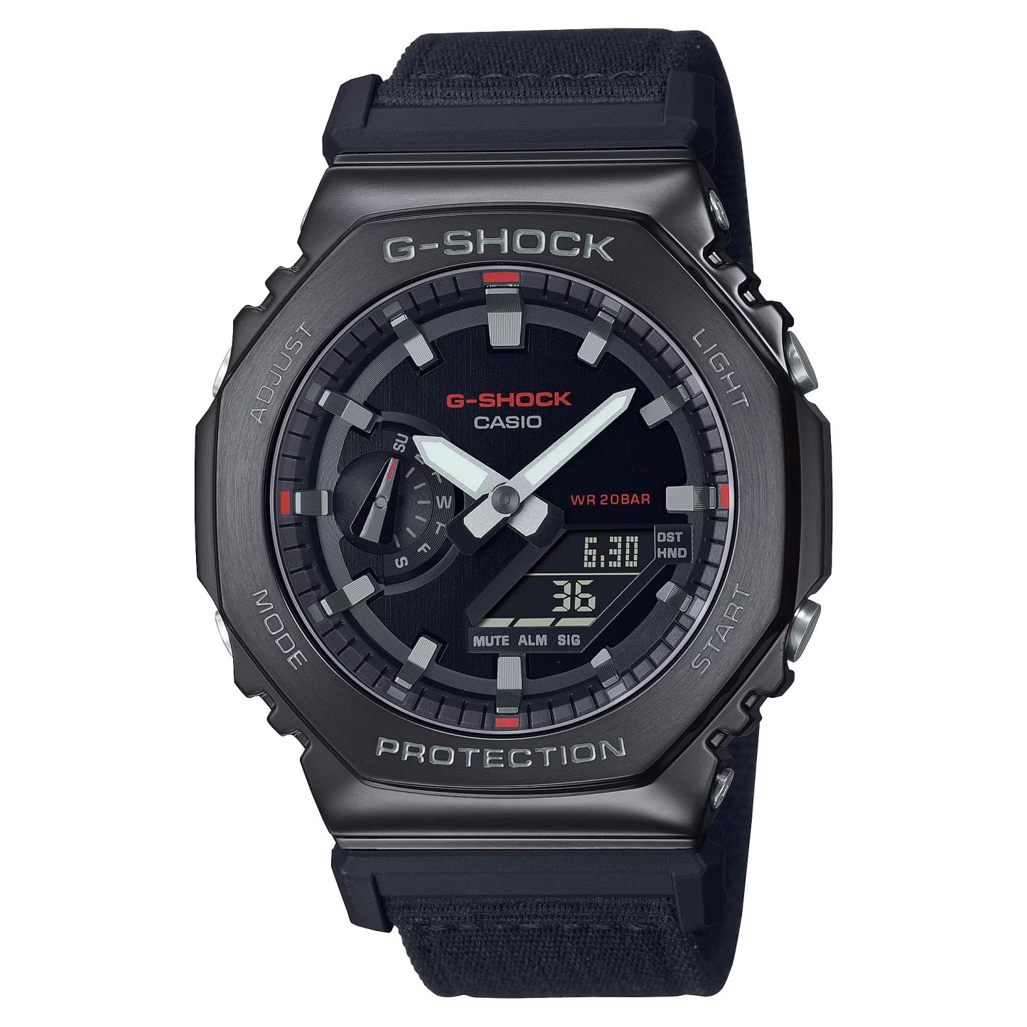 Casio G-Shock GM-2100CB-1A CasiOak Metal Case Analog Digital Men Watch (Black x Cloth Band) GM2100CB-1A