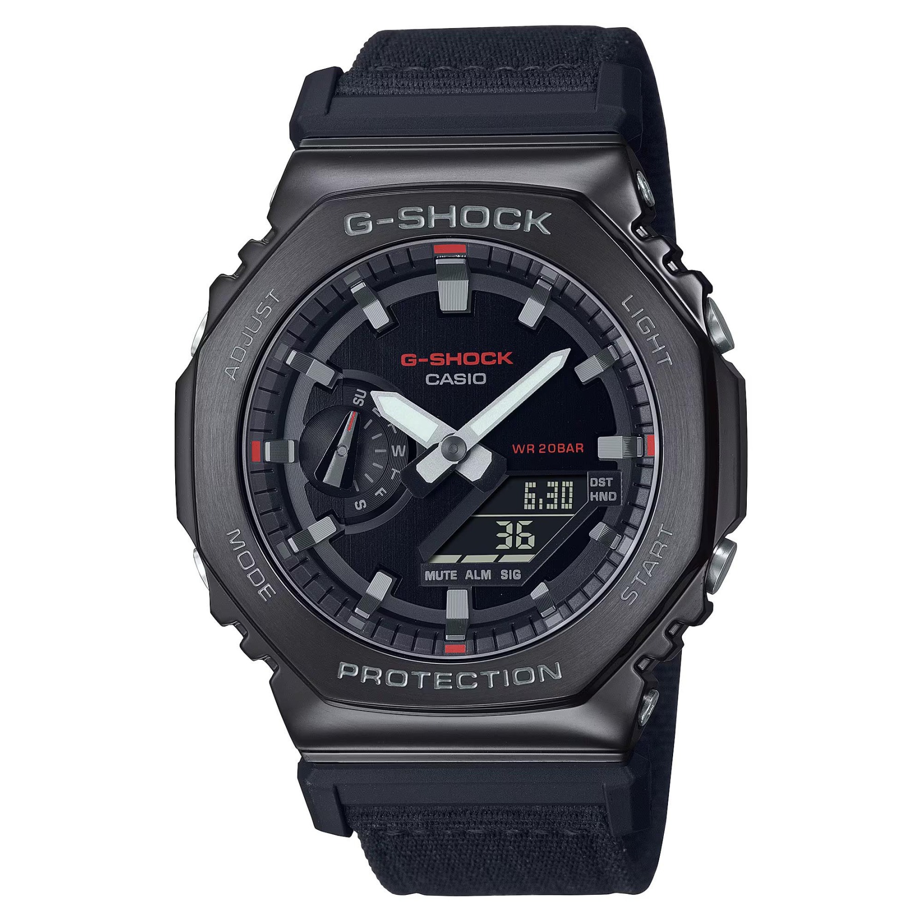 Casio G-Shock GM-2100CB-1A CasiOak Metal Case Analog Digital Men Watch (Black x Cloth Band) GM2100CB-1A