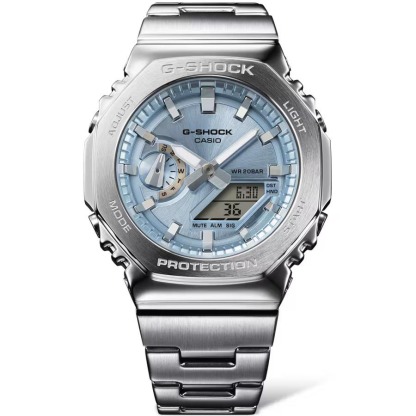 Casio G-Shock GM-2110D-2A CasiOak Metal Case Analog Digital Men's Watch (Silver & Blue) GM2110D-2A