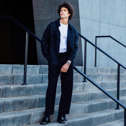 Casio G-Shock GM-2110D-2B CasiOak Metal Case Analog Digital Men's Watch (Silver & Blue) GM2110D-2B