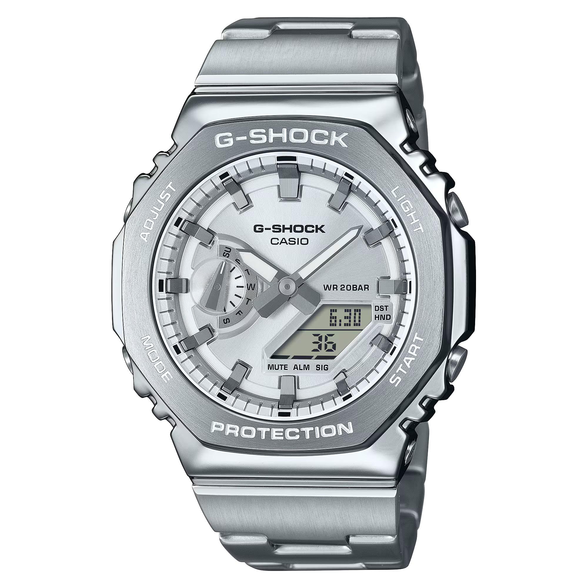 Casio G-Shock GM-2110D-7A CasiOak Full Metal Analog Digital Men's Watch (Silver) GM2110D-7A