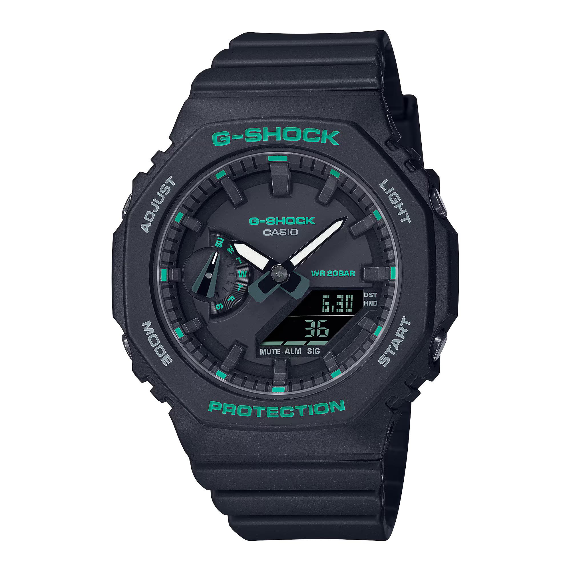 Casio G-Shock GMA-S2100GA-1A S-Series CasiOak Woman Watch Black Green ozDigitalWatch.com.au
