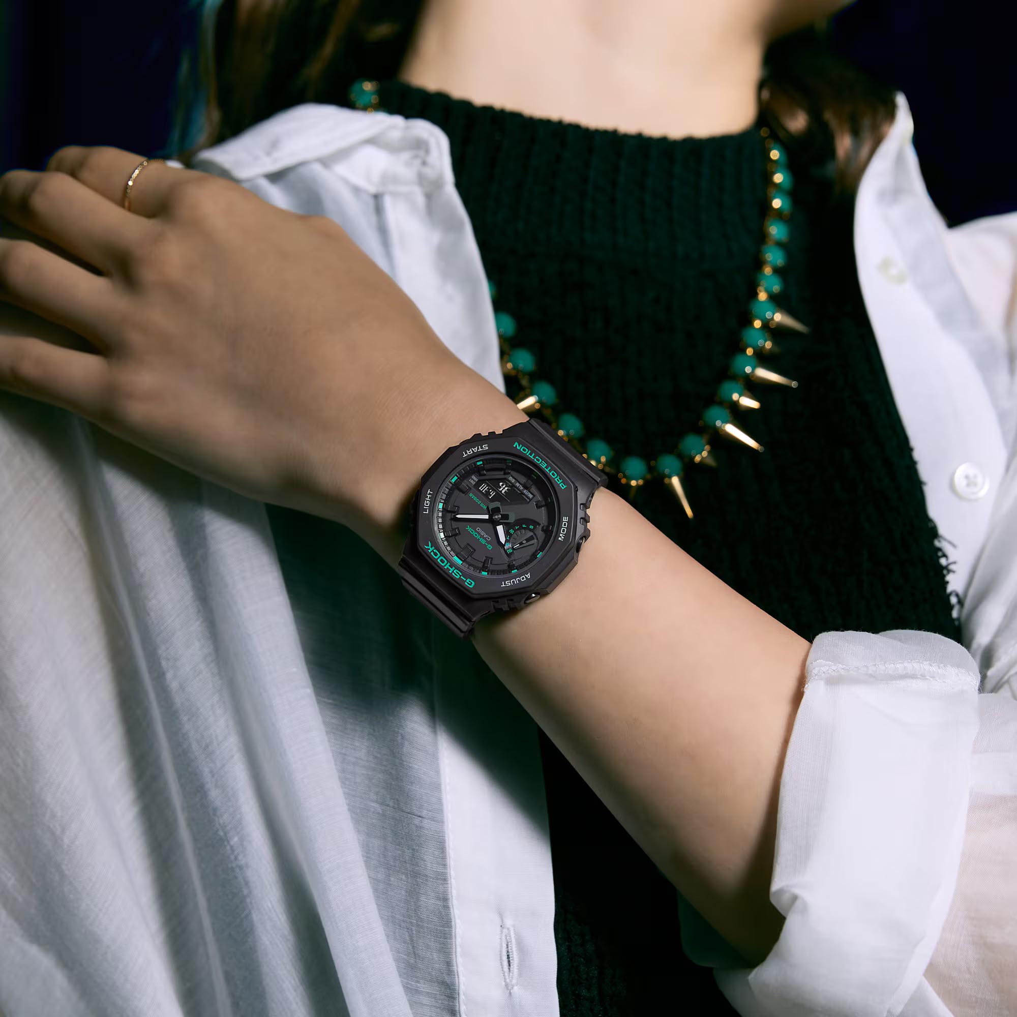 Casio G-Shock GMA-S2100GA-1A S-Series CasiOak Woman Watch Black Green ozDigitalWatch.com.au