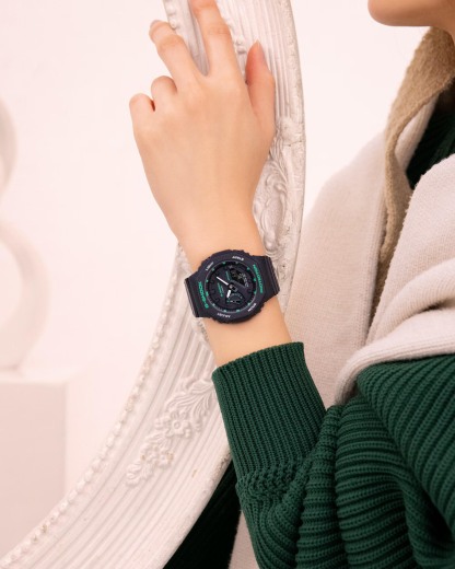 Casio G-Shock GMA-S2100GA-1A S-Series CasiOak Woman Watch Black Green ozDigitalWatch.com.au