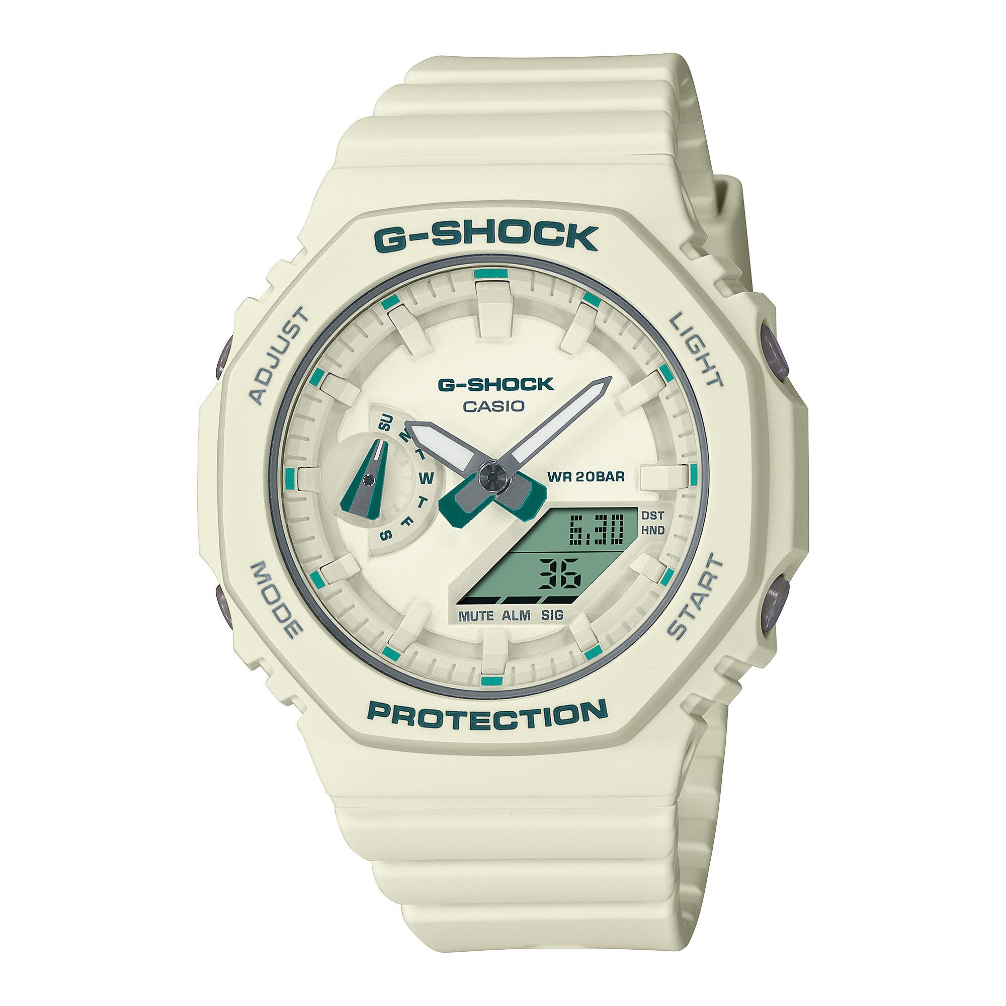 Casio G-Shock GMA-S2100GA-7A CasiOak S-Series Women Watch White Green ozDigitalWatch.com.au