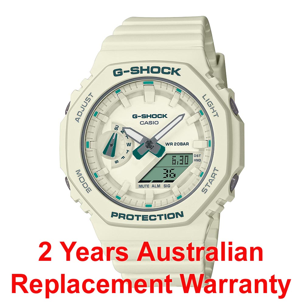 Casio G-Shock GMA-S2100GA-7A CasiOak S-Series Women Watch White Green ozDigitalWatch.com.au