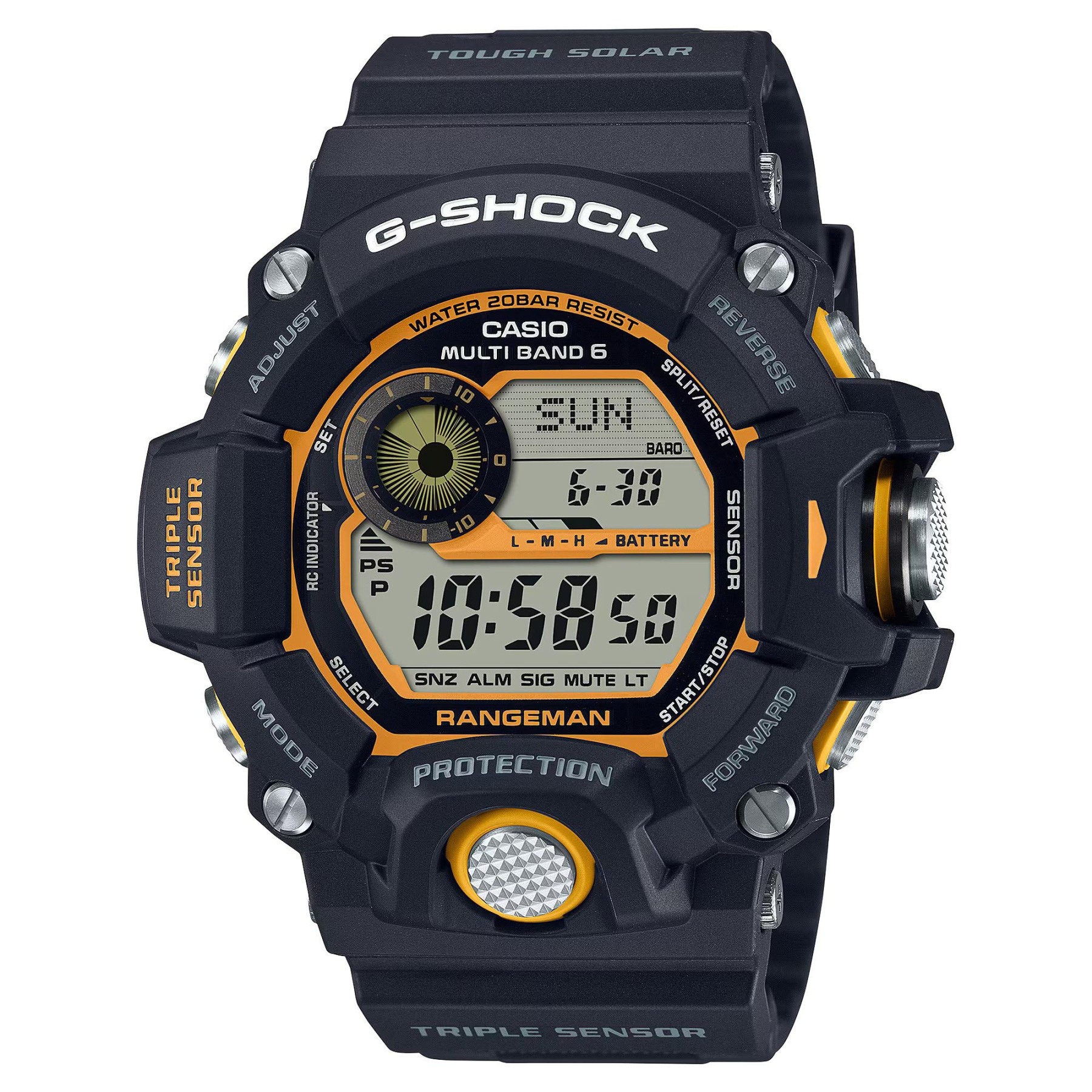 Casio G-Shock GW-9400Y-1 Rangeman Triple Sensors Solar Wave Ceptor Digital Men's Watch (Black x Yellow) GW9400Y-1