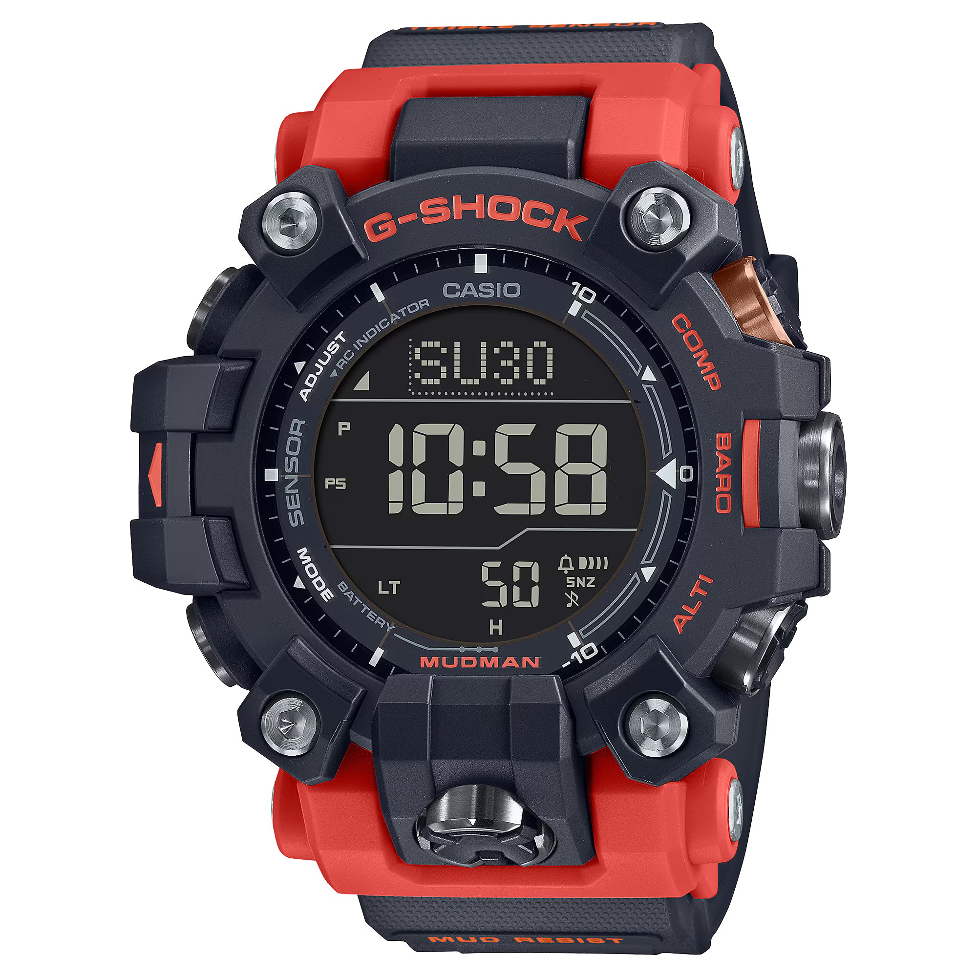 Casio G-Shock GW-9500-1A4 MUDMAN Triple Sensor Solar Wave Ceptor Men Watch (Orange x Grey) GW9500-1A4