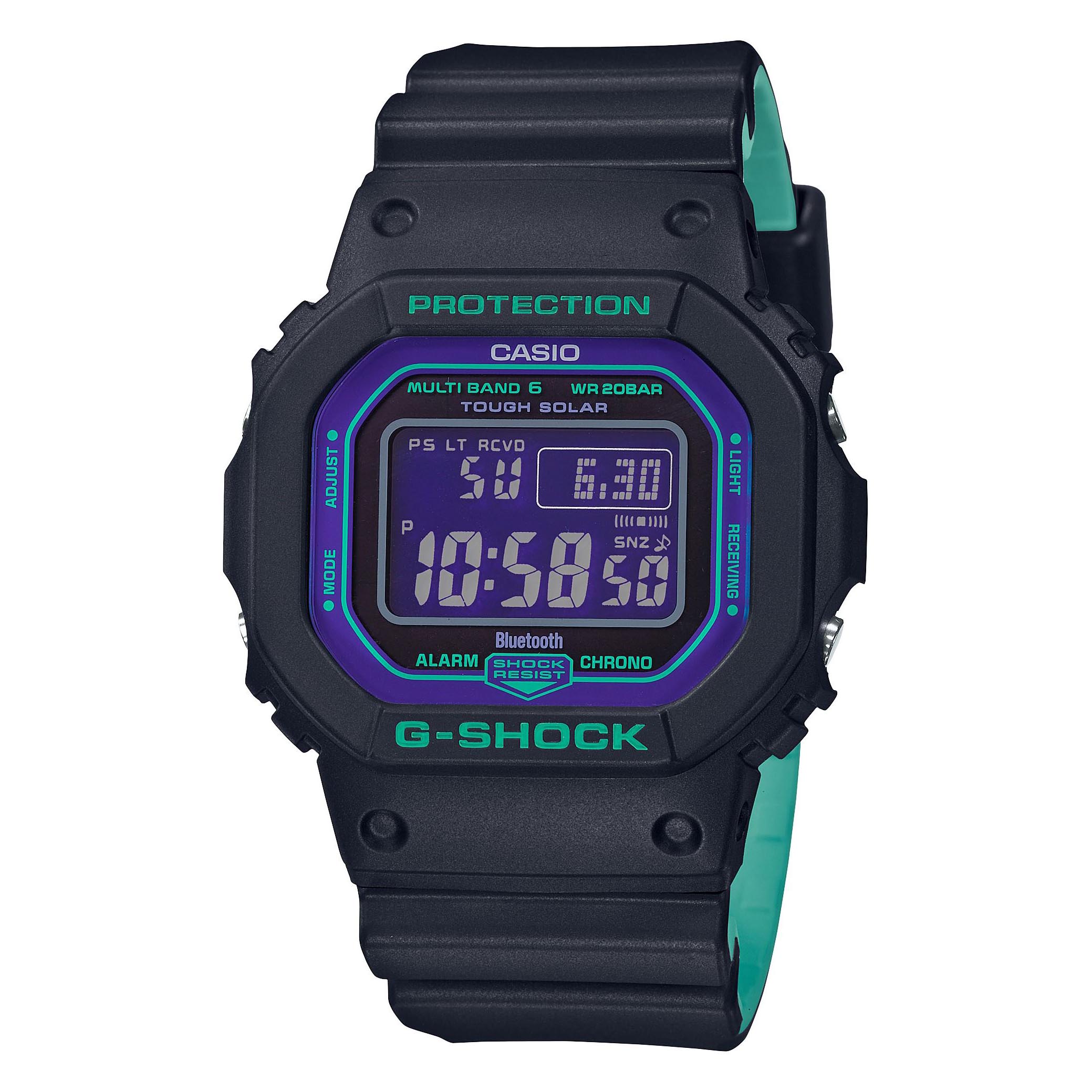 Casio G-Shock GW-B5600BL-1 Solar Smartphone Link Multiband-6 Digital Men's Watch (Black x Neron Purple x Green) GWB5600BL-1
