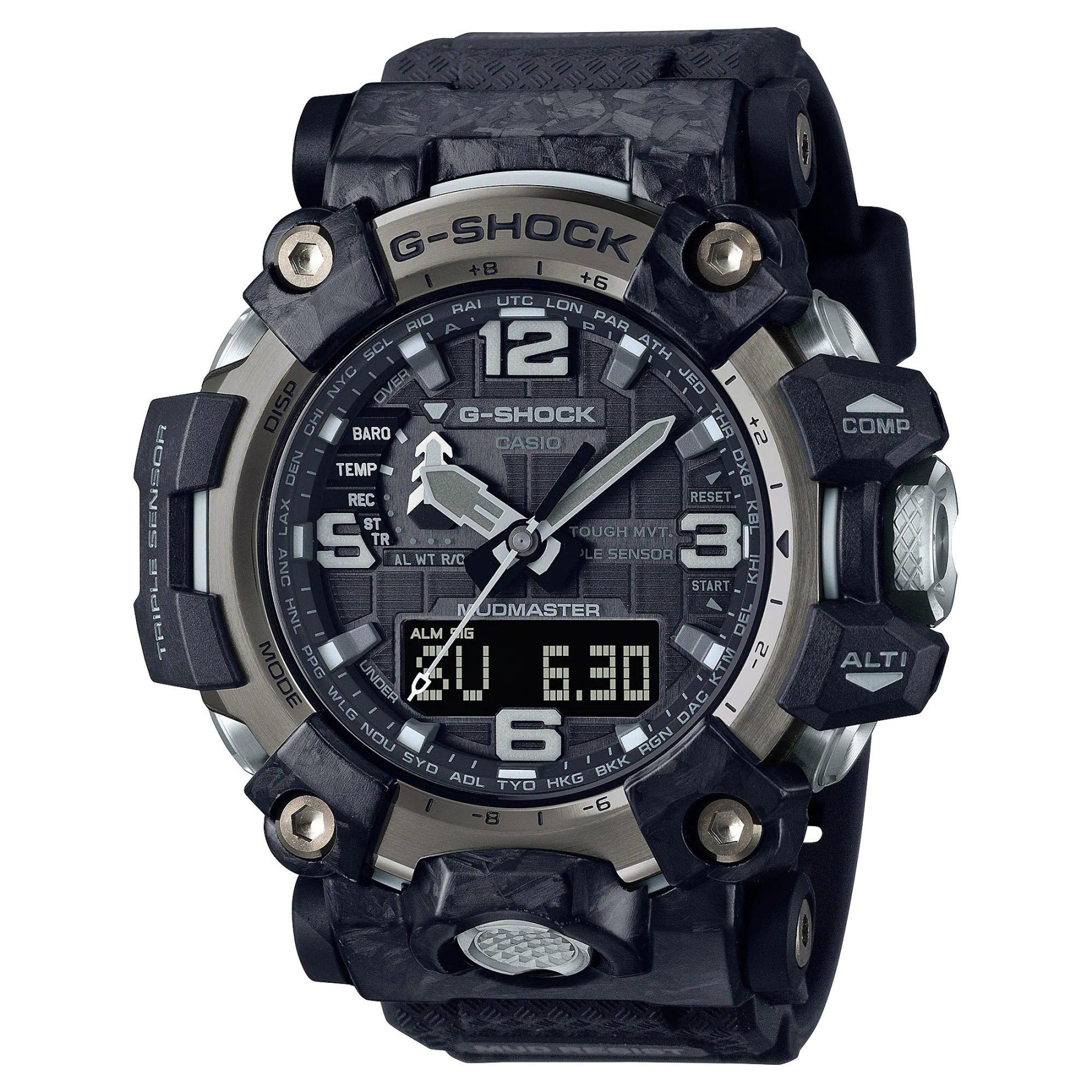 Casio G-Shock GWG-2000-1A1 Mudmaster Carbon Triple Sensor Solar Wave Ceptor Men's Watch (Black x Grey) GWG2000-1A1