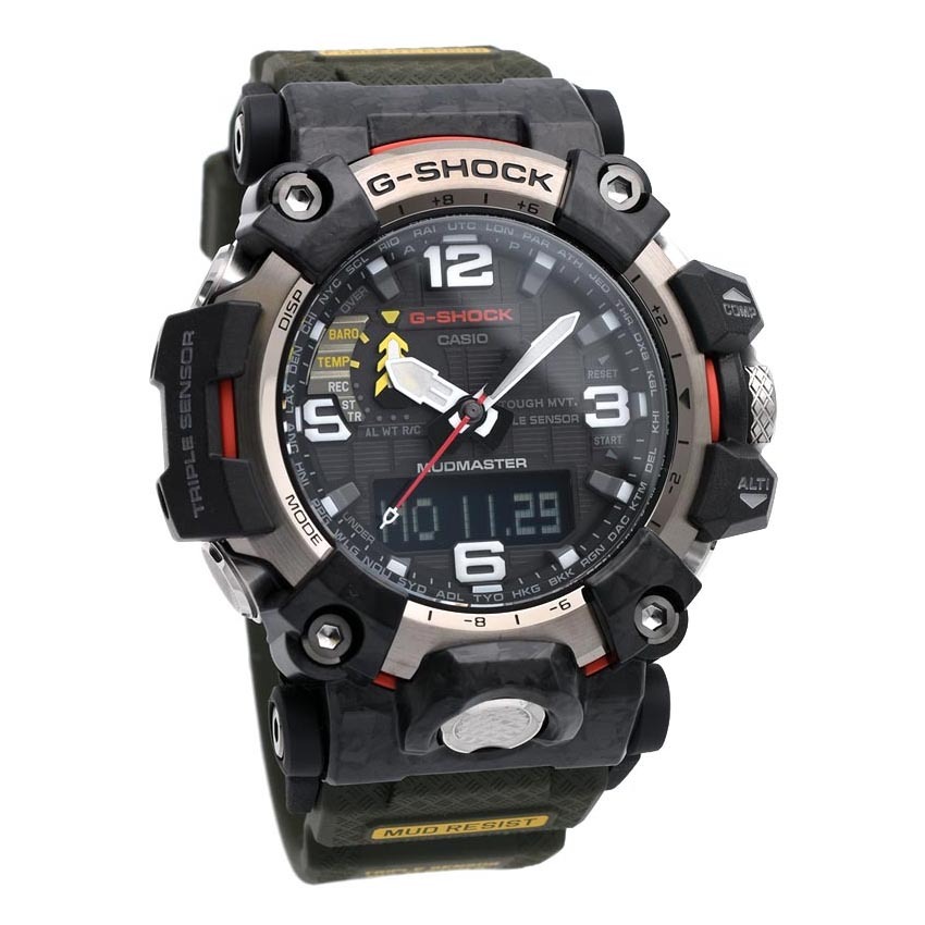 Casio G-Shock GWG-2000-1A3 Mudmaster Carbon Triple Sensor Solar Wave Ceptor Men's Watch (Black x Green) GWG2000-1A3