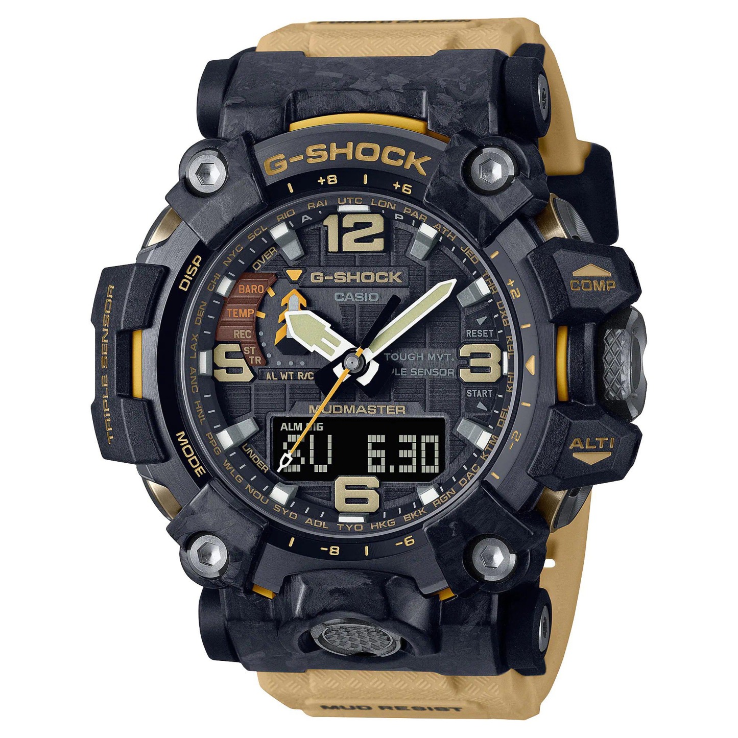 Casio G-Shock GWG-2000-1A5 Mudmaster Triple Sensor Solar Men's Watch (Black x Beige) GWG2000-1A5