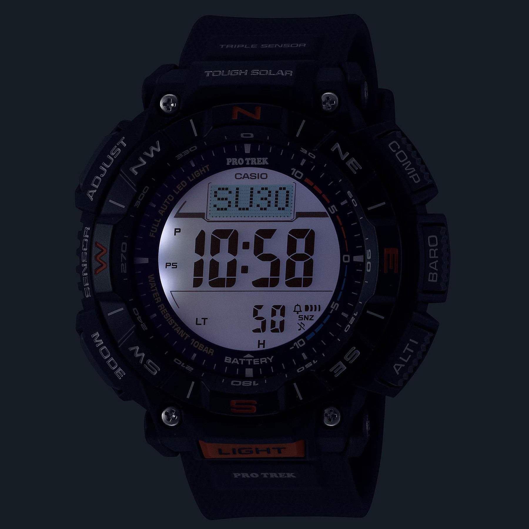 Casio PROTREK PRG-340-1 Climber Line Triple Sensor Solar Men's Watch (Black) PRG340-1