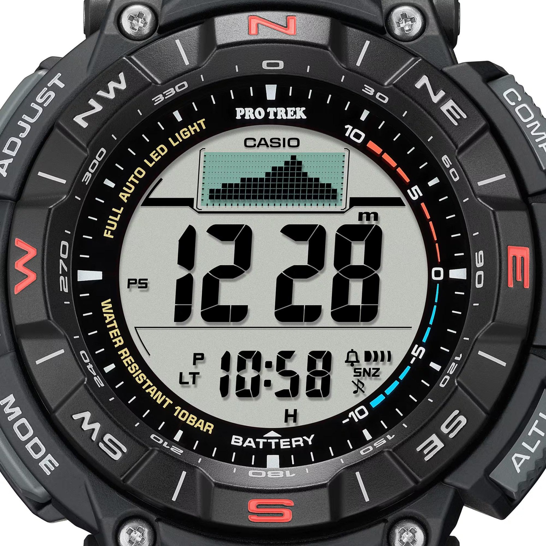 Casio PROTREK PRG-340-1 Climber Line Triple Sensor Solar Men's Watch (Black) PRG340-1