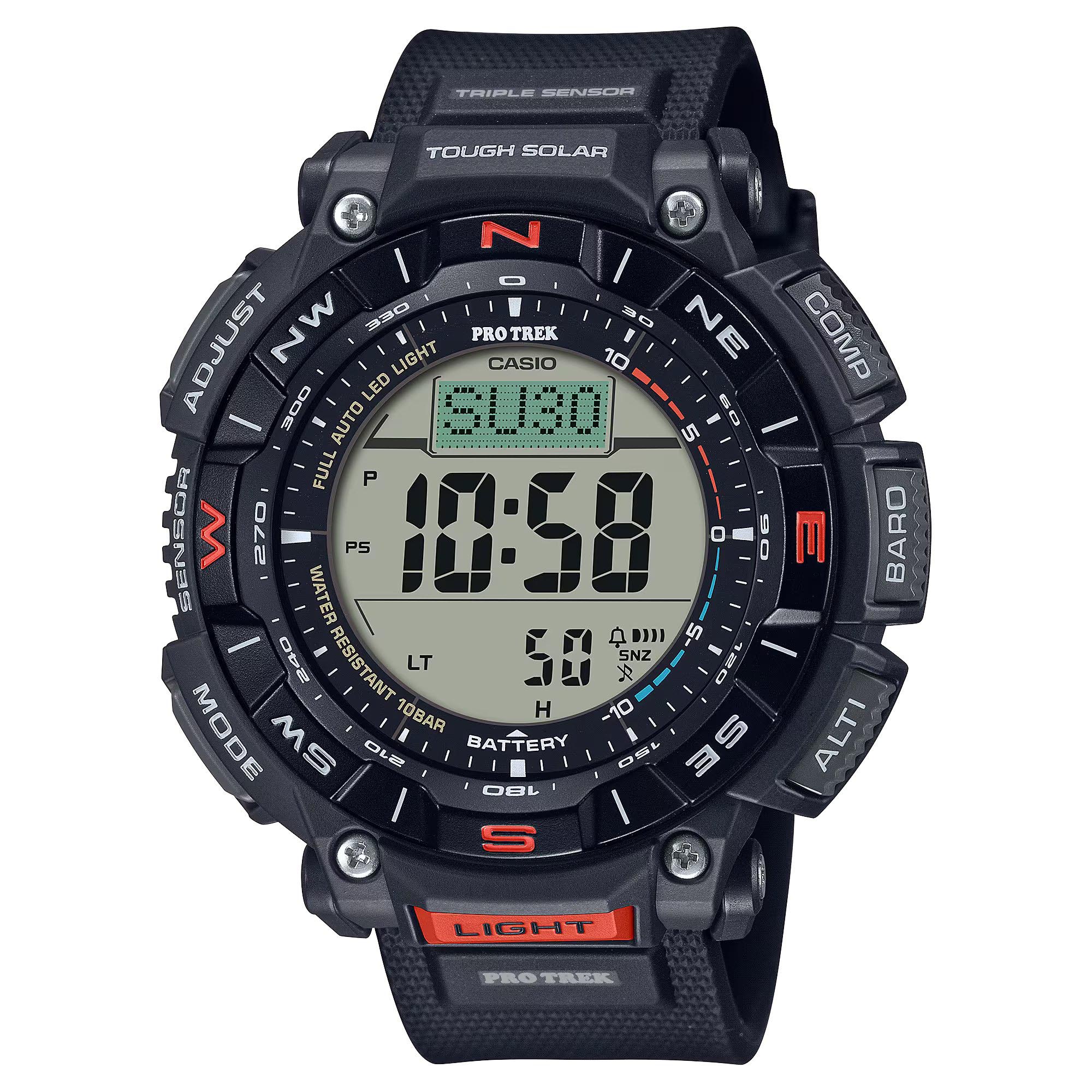 Casio PROTREK PRG-340-1 Climber Line Triple Sensor Solar Men's Watch (Black) PRG340-1