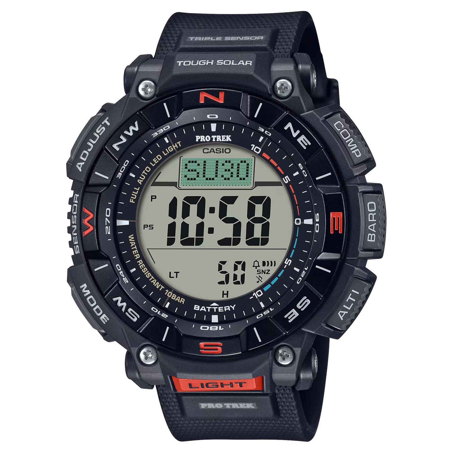 Casio PROTREK PRG-340-1 Climber Line Triple Sensor Solar Men's Watch (Black) PRG340-1