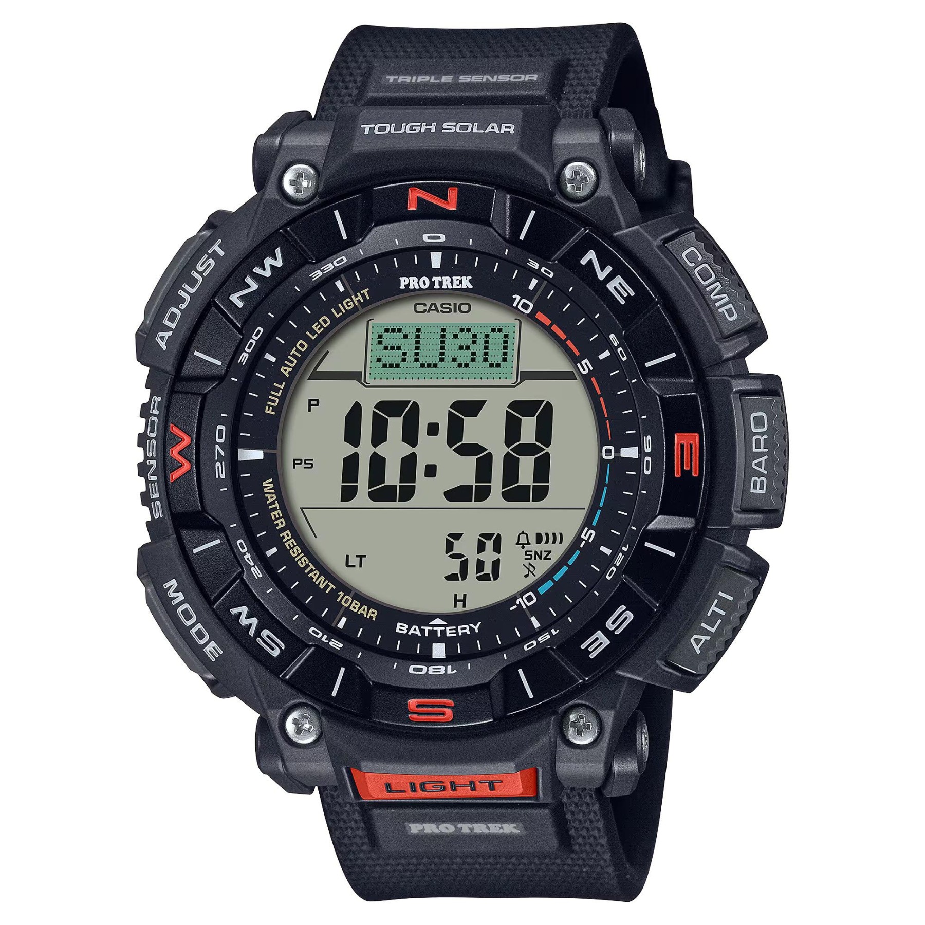 Casio PROTREK PRG-340-1 Climber Line Triple Sensor Solar Men's Watch (Black) PRG340-1