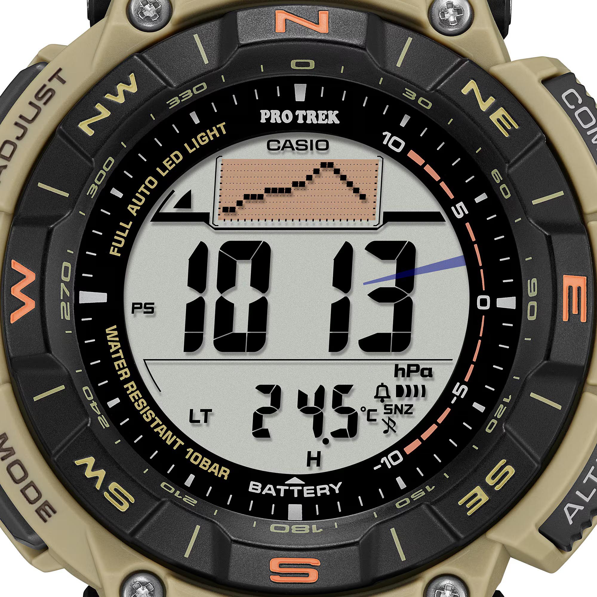 Casio PROTREK PRG-340SC-5 Climber Line Triple Sensor Solar Men Watch Beige ozDigitalWatch.com.au