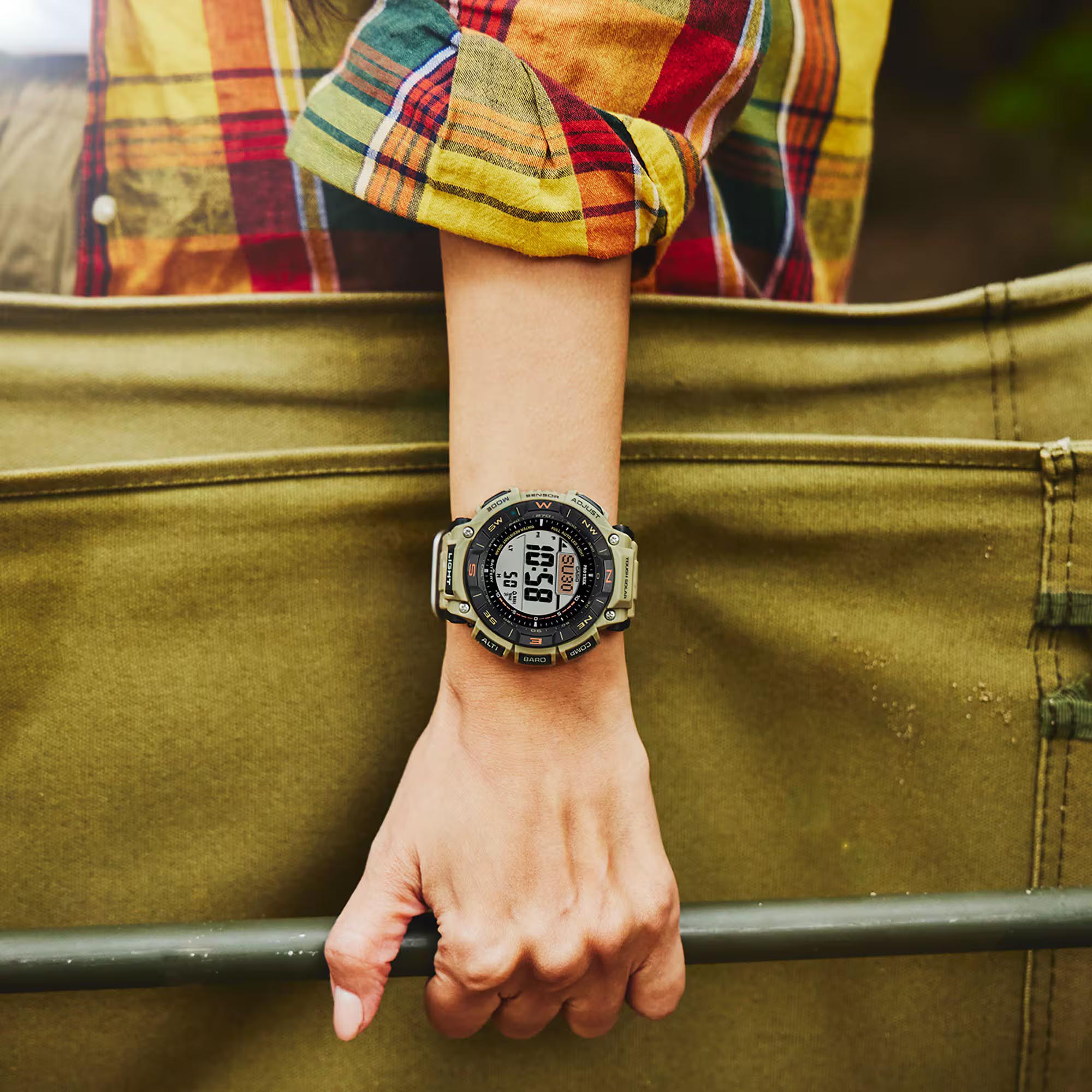 Casio PROTREK PRG-340SC-5 Climber Line Triple Sensor Solar Men Watch Beige ozDigitalWatch.com.au
