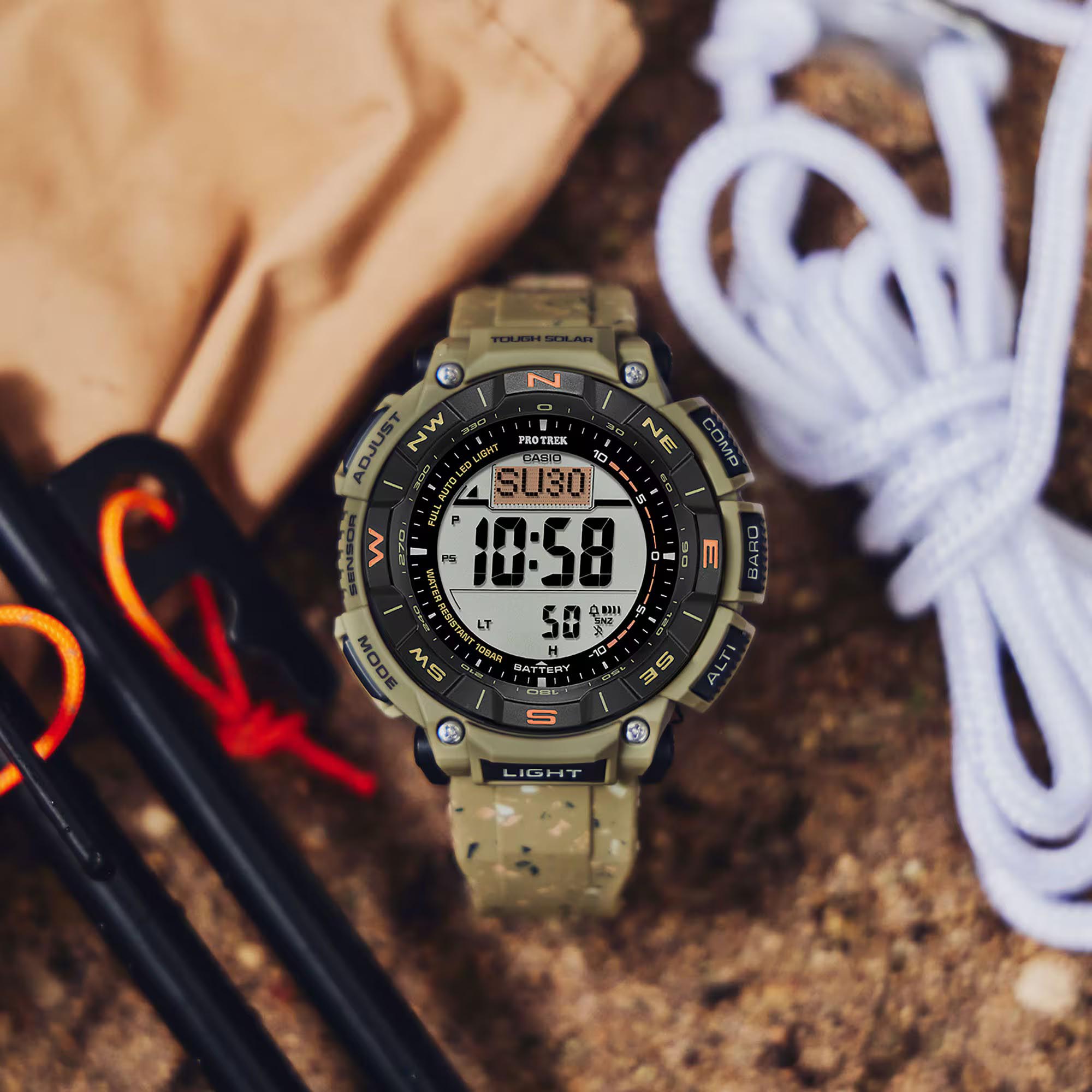 Casio PROTREK PRG-340SC-5 Climber Line Triple Sensor Solar Men Watch Beige ozDigitalWatch.com.au