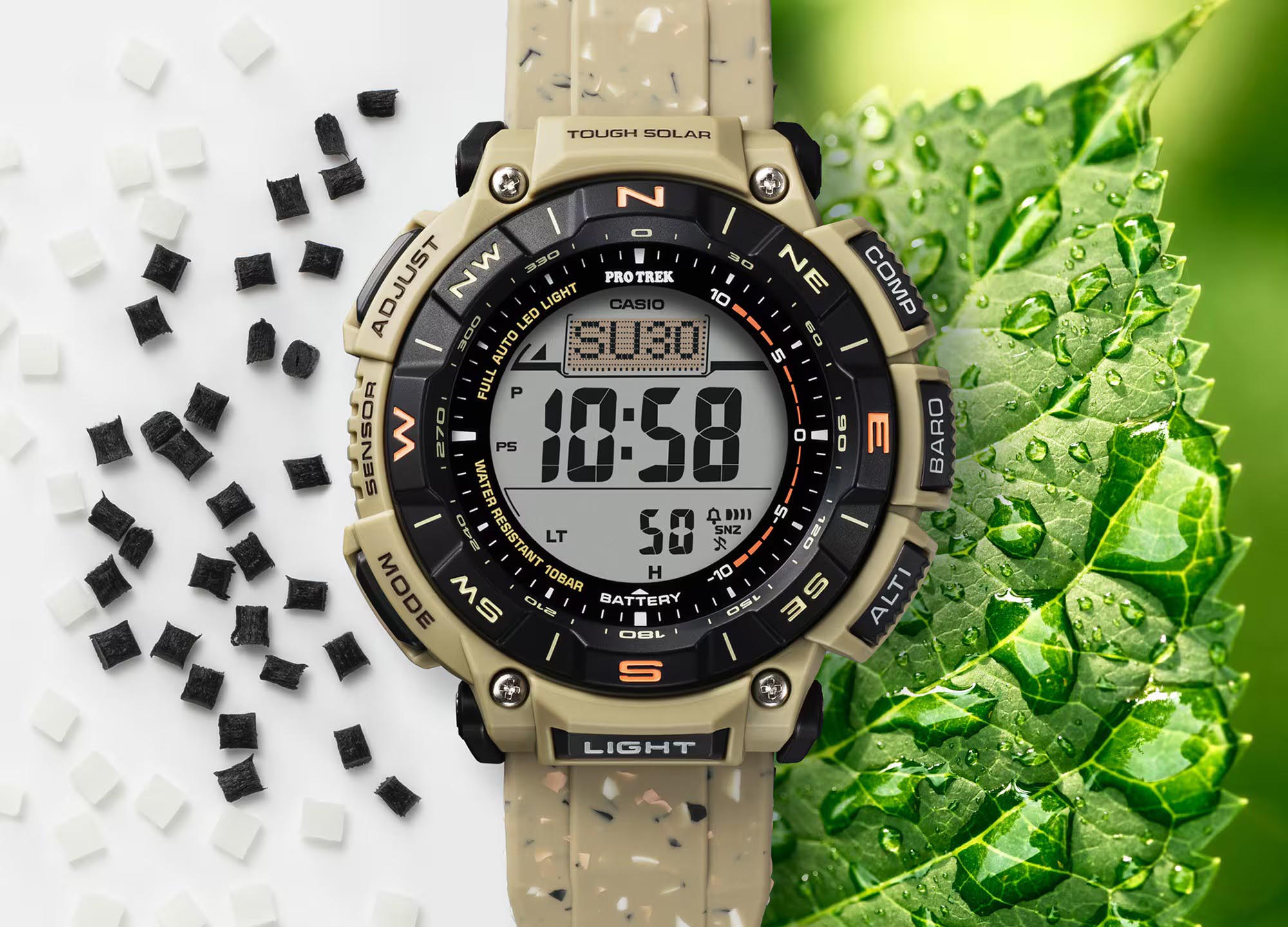 Casio PROTREK PRG-340SC-5 Climber Line Triple Sensor Solar Men Watch Beige ozDigitalWatch.com.au
