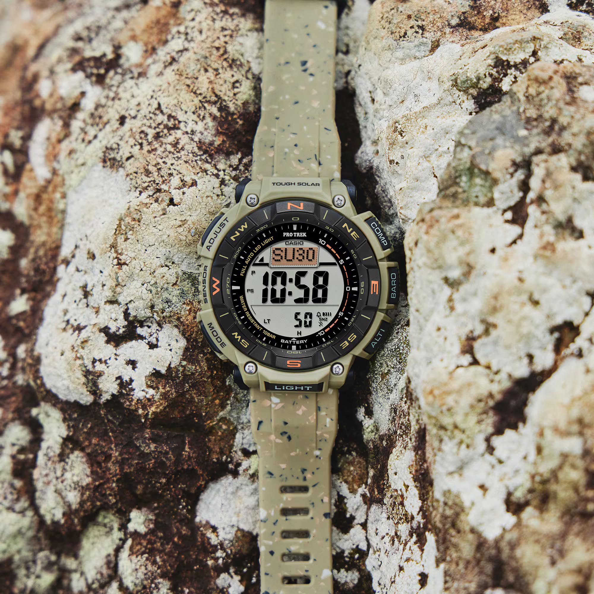 Casio PROTREK PRG-340SC-5 Climber Line Triple Sensor Solar Men Watch Beige ozDigitalWatch.com.au