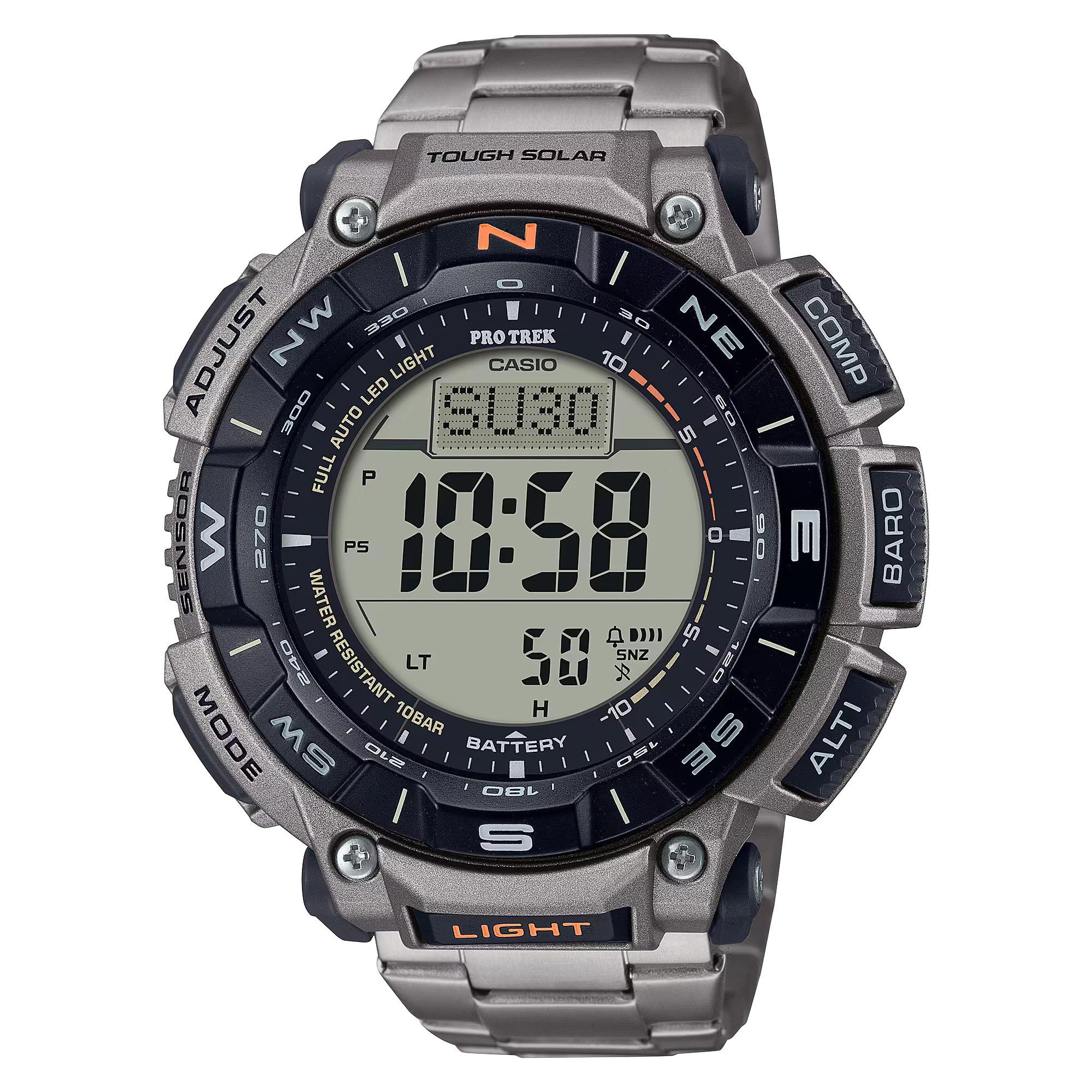Casio PROTREK PRG-340T-7 Climber Line Triple Sensor Solar Men Watch Titanium ozdigitalwatch.com.au