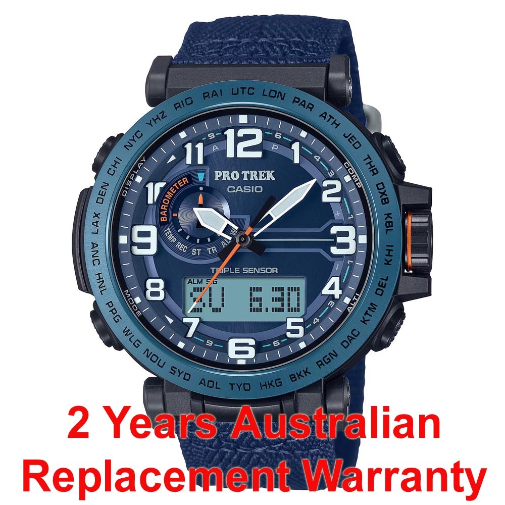 Casio PROTREK PRG-601YB-2 Climber Line Triple Sensor Watch Blue Cloth Band ozdigitalwatch.com.au