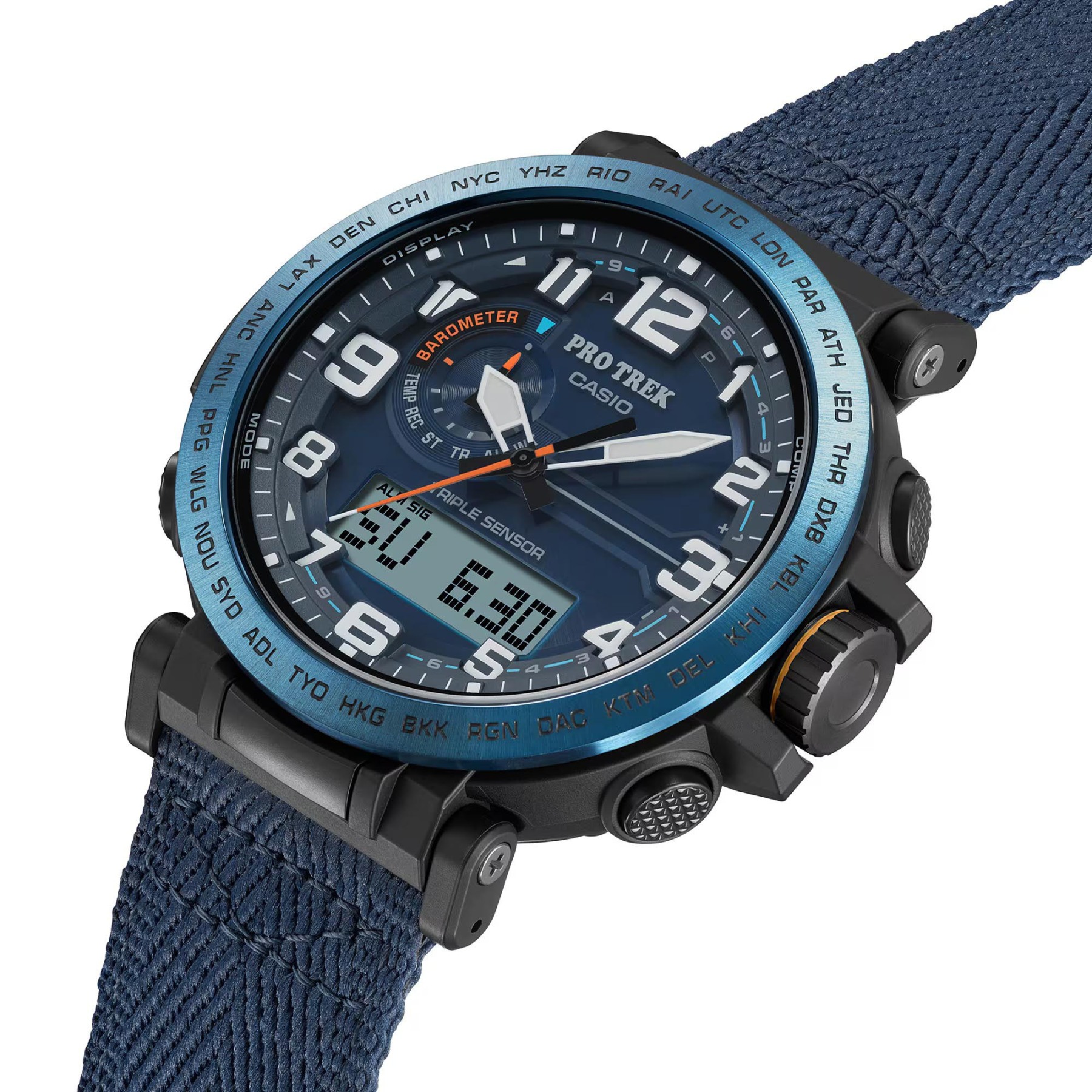 Casio PROTREK PRG-601YB-2 Climber Line Triple Sensor Watch Blue Cloth Band ozdigitalwatch.com.au