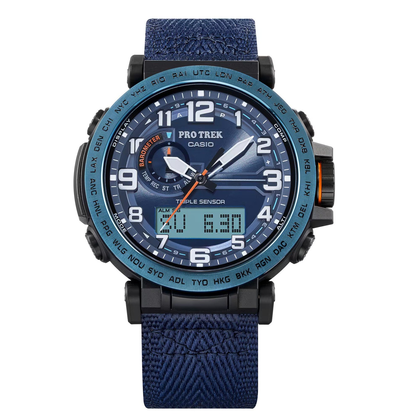 Casio PROTREK PRG-601YB-2 Climber Line Triple Sensor Watch Blue Cloth Band ozdigitalwatch.com.au