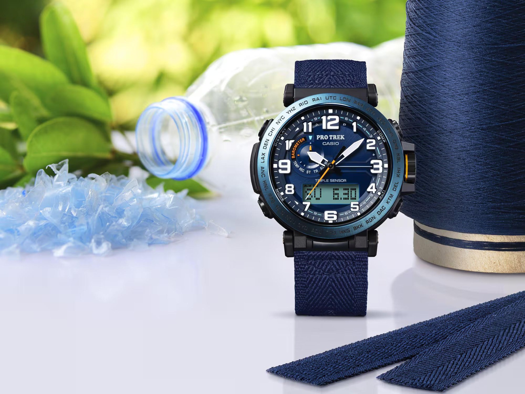 Casio PROTREK PRG-601YB-2 Climber Line Triple Sensor Watch Blue Cloth Band ozdigitalwatch.com.au