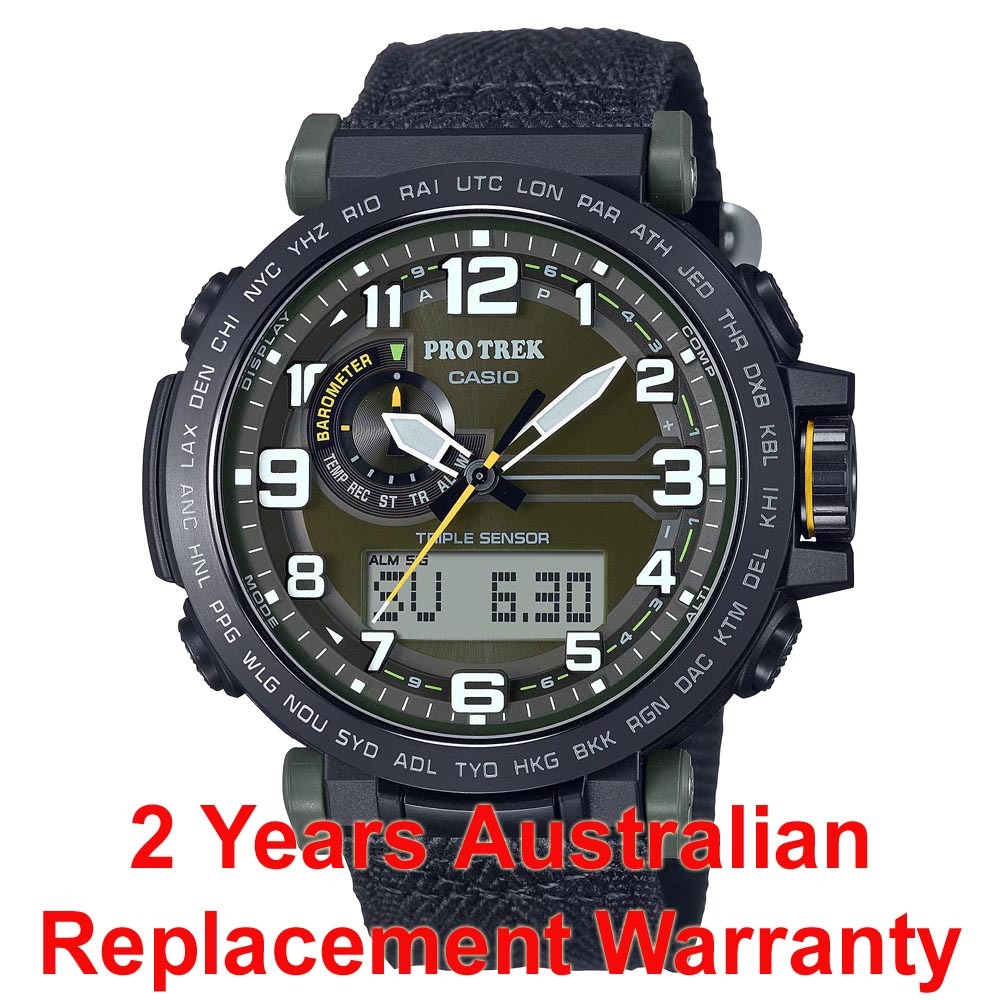 Casio PROTREK PRG-601YB-3 Climber Line Triple Sensor Watch Black Cloth Band ozdigitalwatch.com.au