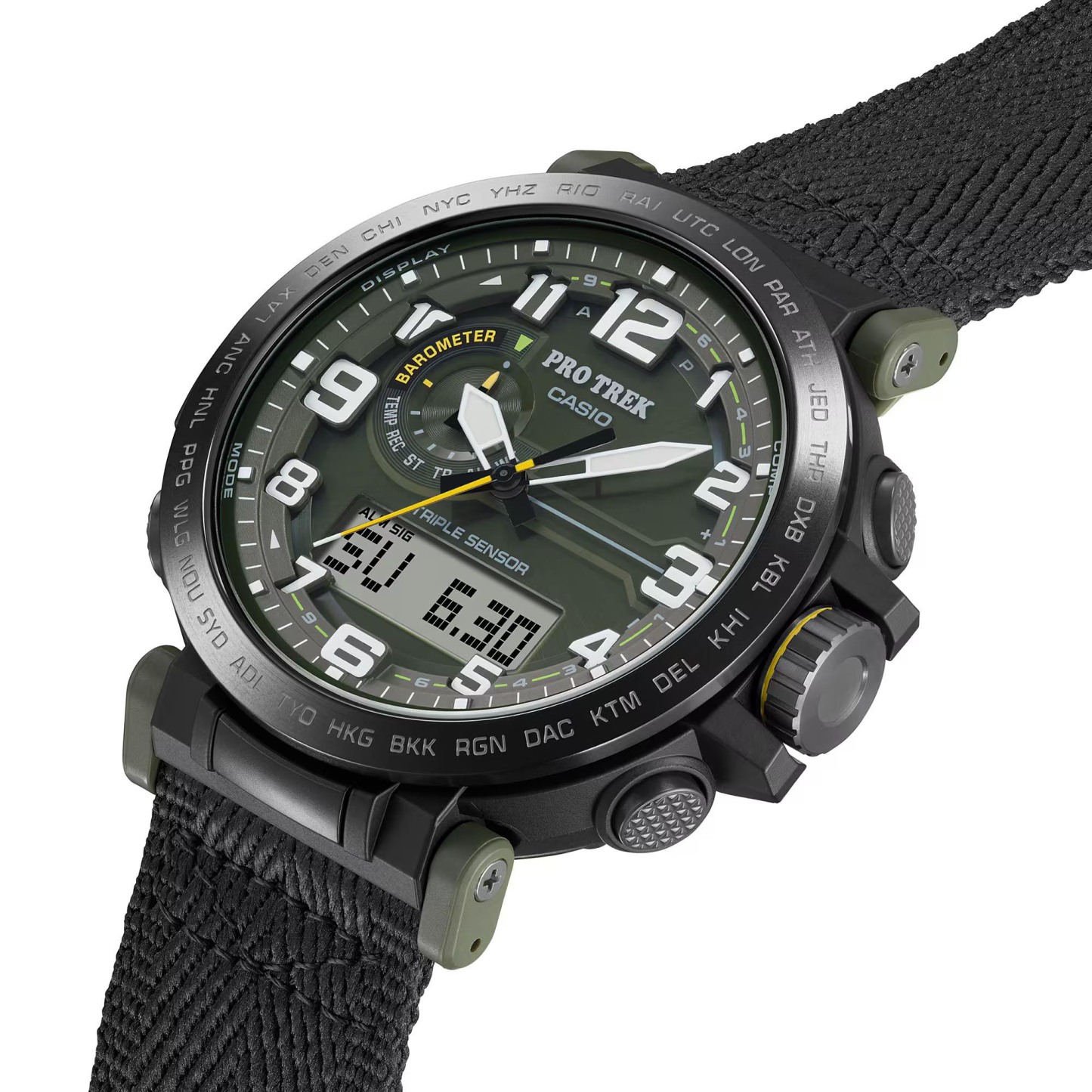 Casio PROTREK PRG-601YB-3 Climber Line Triple Sensor Watch Black Cloth Band ozdigitalwatch.com.au