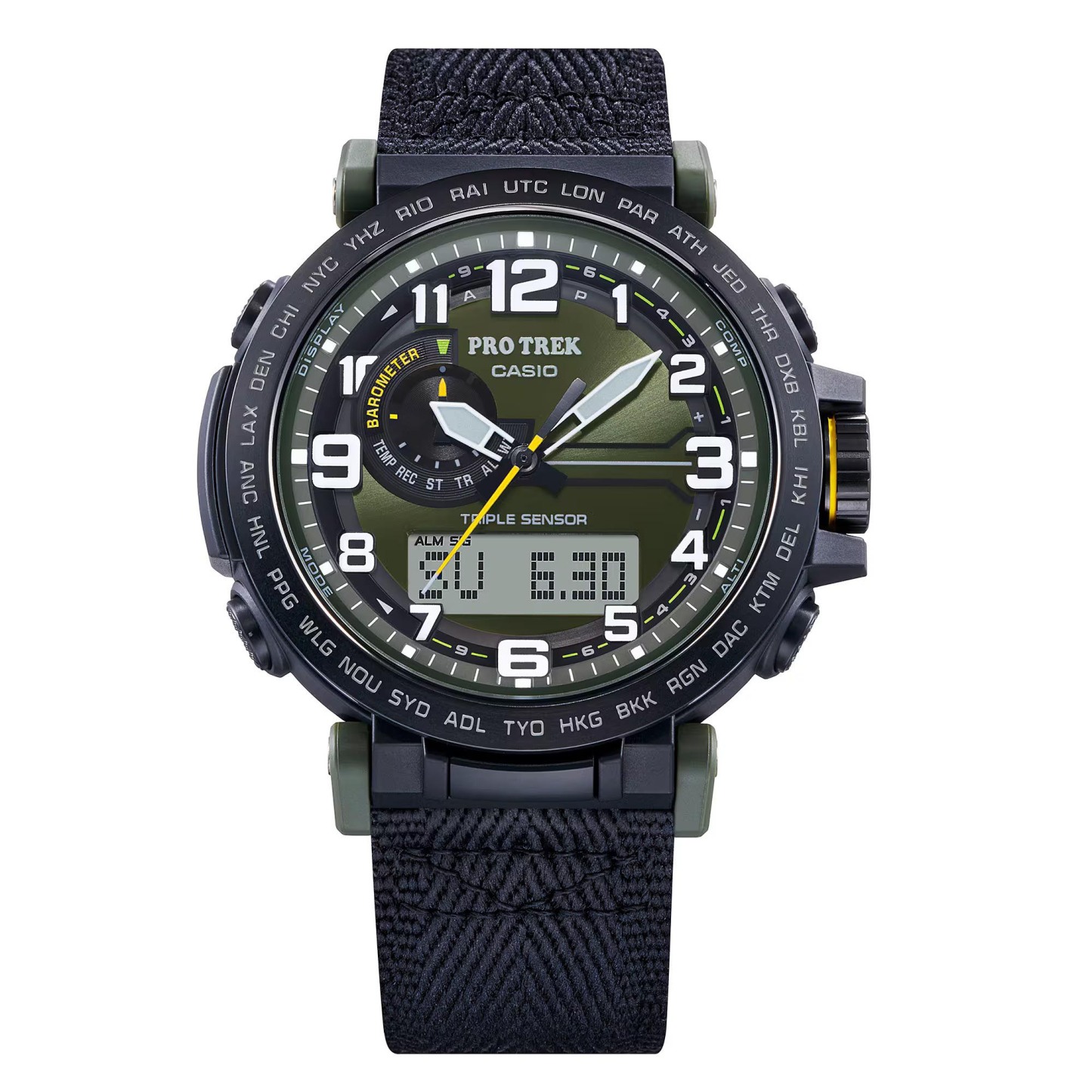 Casio PROTREK PRG-601YB-3 Climber Line Triple Sensor Watch Black Cloth Band ozdigitalwatch.com.au