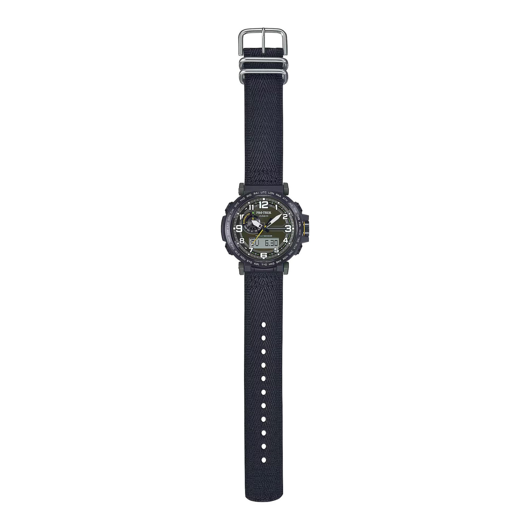 Casio PROTREK PRG-601YB-3 Climber Line Triple Sensor Watch Black Cloth Band ozdigitalwatch.com.au