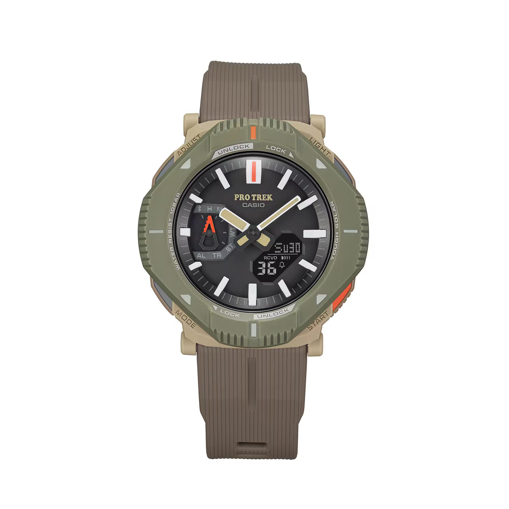 Casio PROTREK PRJ-B001-5 Hikes Line Solar Bluetooth Link Men Watch (Brown x Green) PRGB001-5