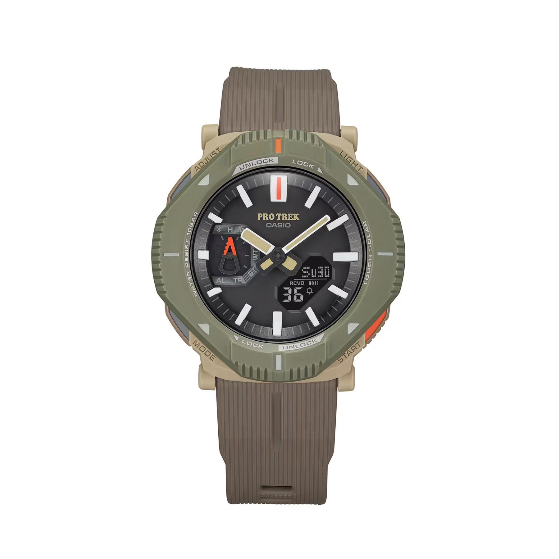 Casio PROTREK PRJ-B001-5 Hikes Line Solar Bluetooth Link Men Watch (Brown x Green) PRGB001-5