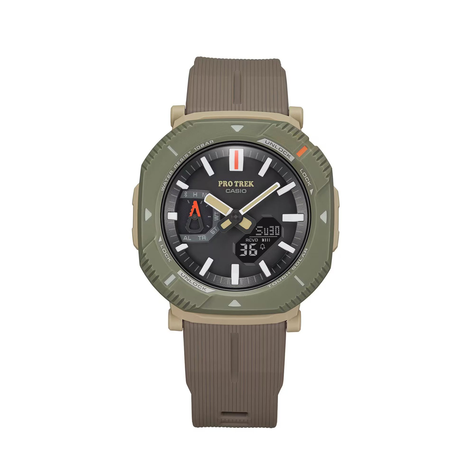Casio PROTREK PRJ-B001-5 Hikes Line Solar Bluetooth Link Men Watch (Brown x Green) PRGB001-5