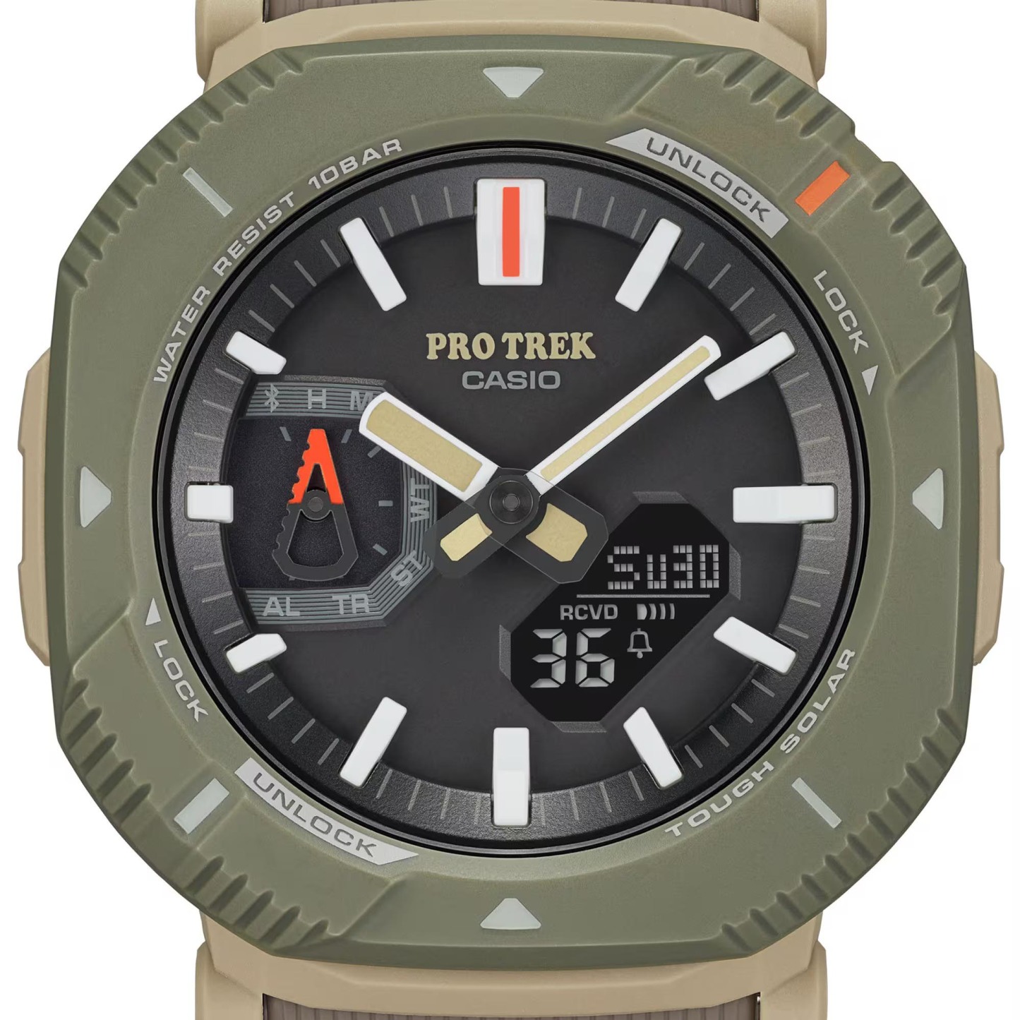 Casio PROTREK PRJ-B001-5 Hikes Line Solar Bluetooth Link Men Watch (Brown x Green) PRGB001-5