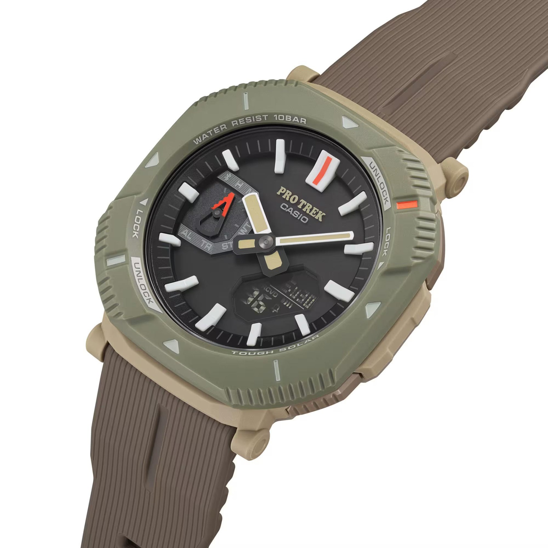 Casio PROTREK PRJ-B001-5 Hikes Line Solar Bluetooth Link Men Watch (Brown x Green) PRGB001-5