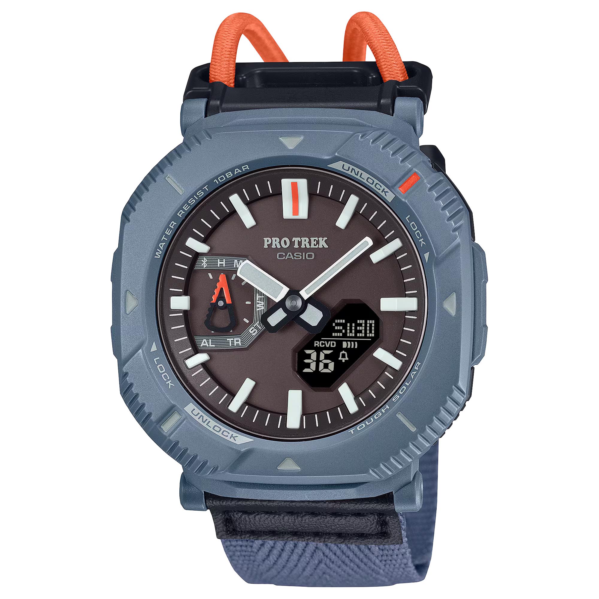 Casio PROTREK PRJ-B001B-2 Solar Bluetooth Smartphone Link Men's Outdoor Hiking Watch (Blue, Cloth Band)