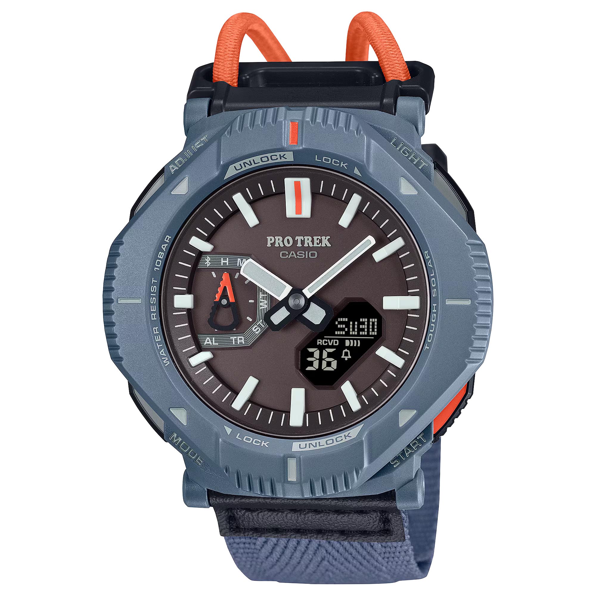 Casio PROTREK PRJ-B001B-2 Solar Bluetooth Smartphone Link Men's Outdoor Hiking Watch (Blue, Cloth Band)