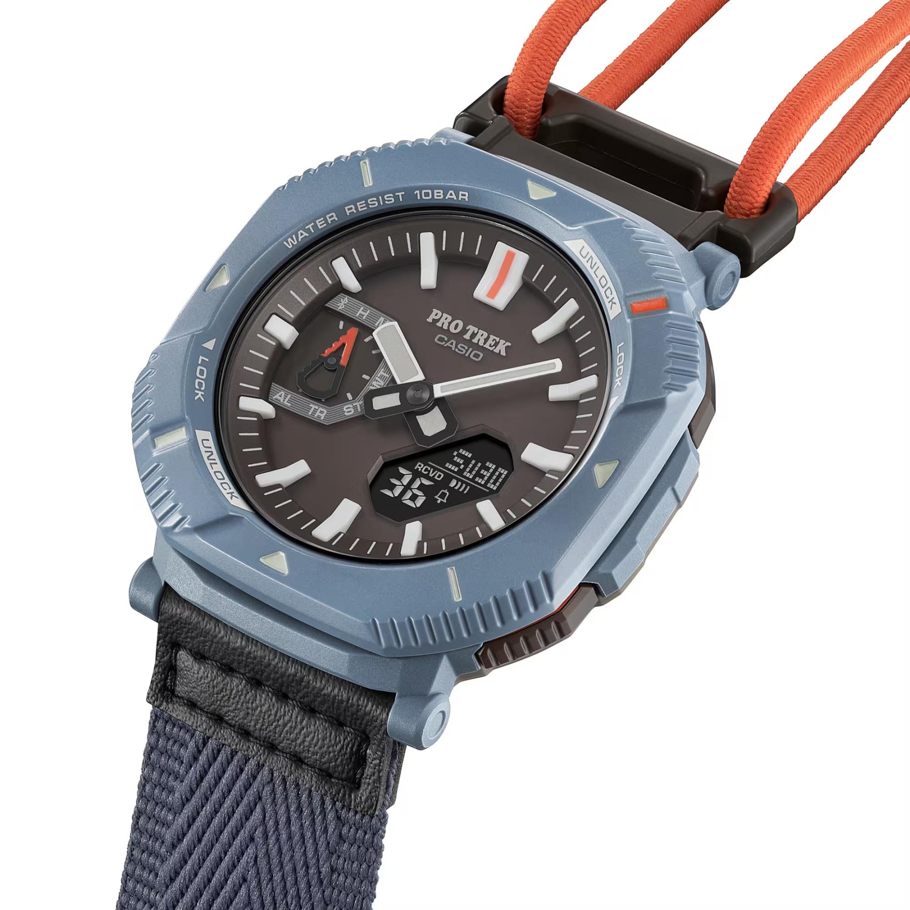 Casio PROTREK PRJ-B001B-2 Solar Bluetooth Smartphone Link Men's Outdoor Hiking Watch (Blue, Cloth Band)