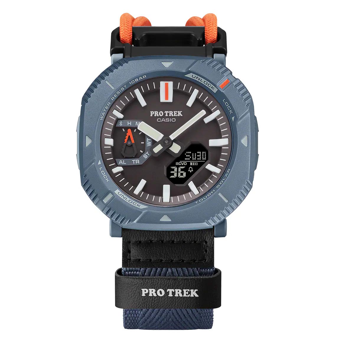 Casio PROTREK PRJ-B001B-2 Solar Bluetooth Smartphone Link Men's Outdoor Hiking Watch (Blue, Cloth Band)