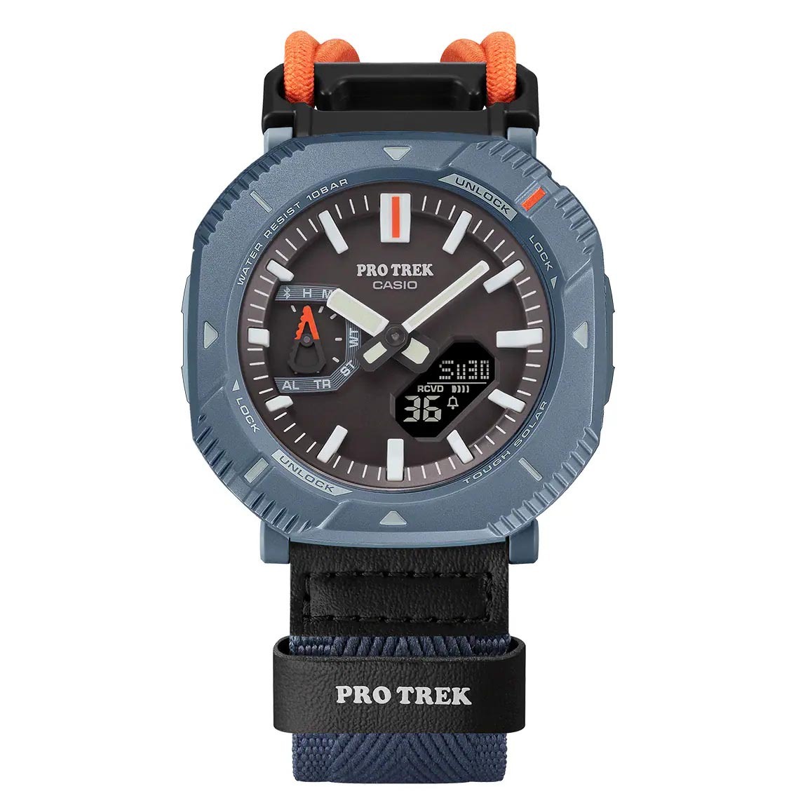 Casio PROTREK PRJ-B001B-2 Solar Bluetooth Smartphone Link Men's Outdoor Hiking Watch (Blue, Cloth Band)