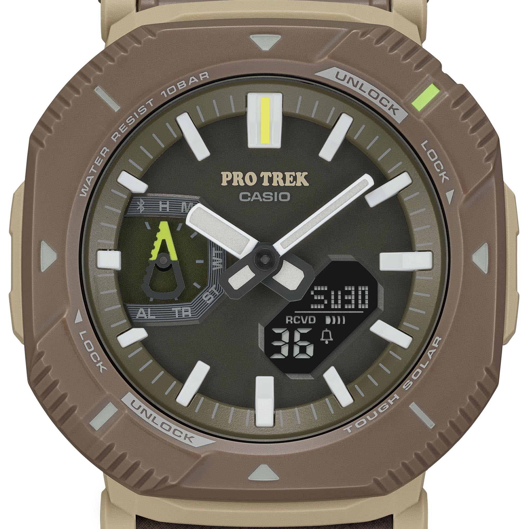 Casio PROTREK PRJ-B001B-5 Solar Smartphone Link Outdoor Men's Watch (Brown & Green)