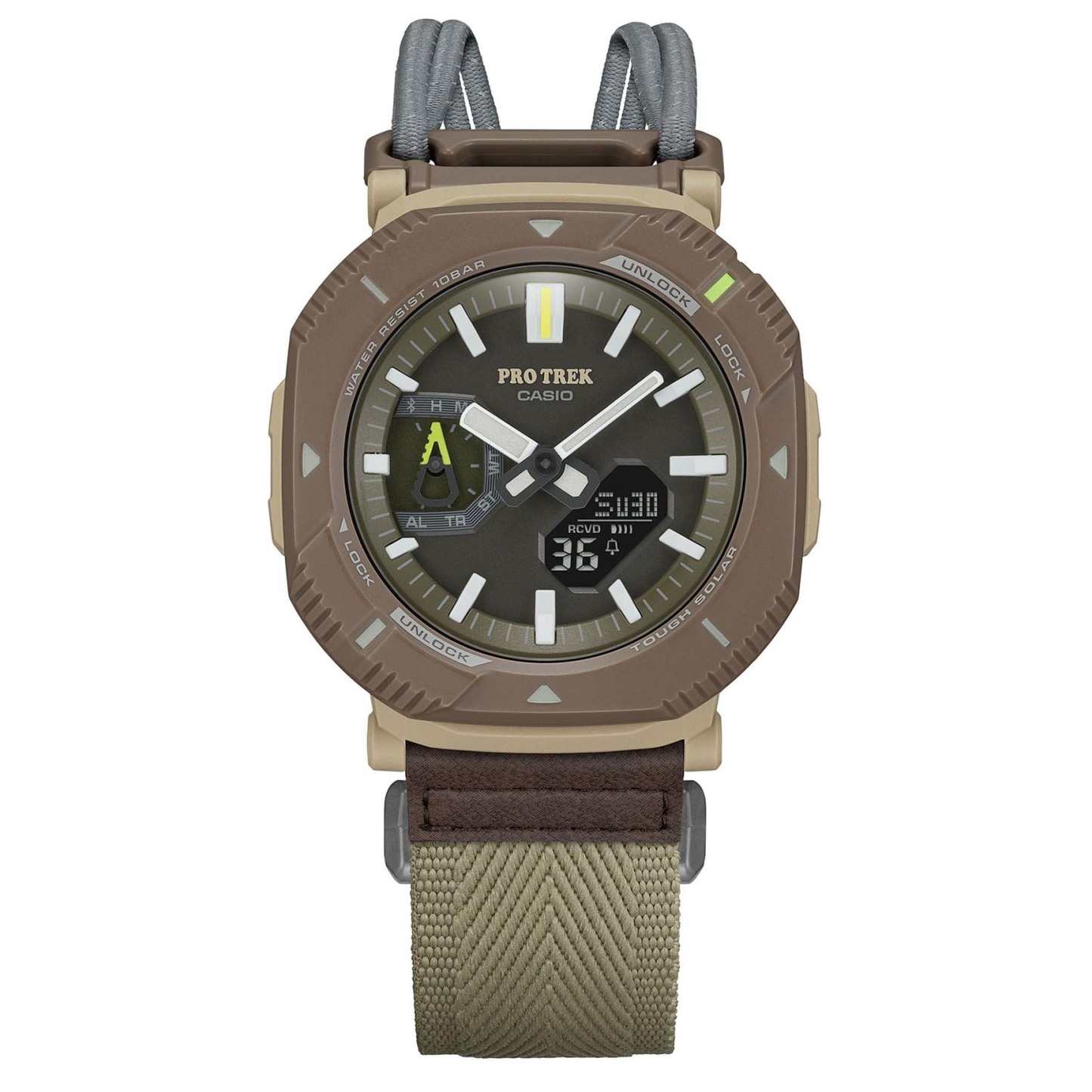 Casio PROTREK PRJ-B001B-5 Solar Smartphone Link Outdoor Men's Watch (Brown & Green)